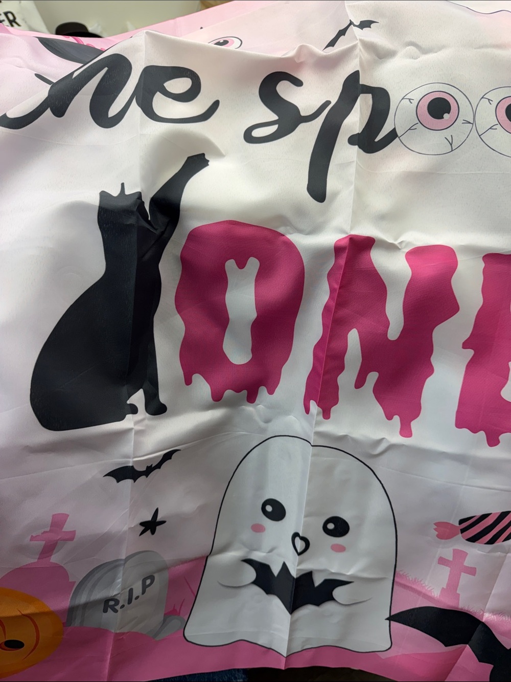 Kids One Year Birthday Halloween Ghost & Cat Print Backdrop and Balloon Kit new